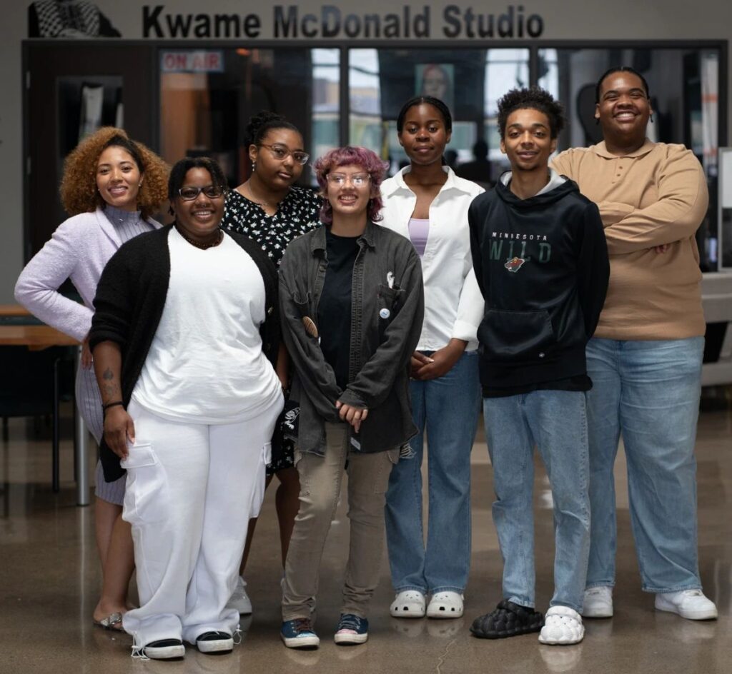 The Center for Broadcast Journalism's 2024 Summer Journalism Intensive cohort. Group of diverse young people standing together smiling