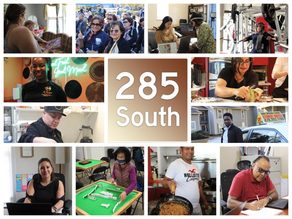 Collage of photos around the name 285 South