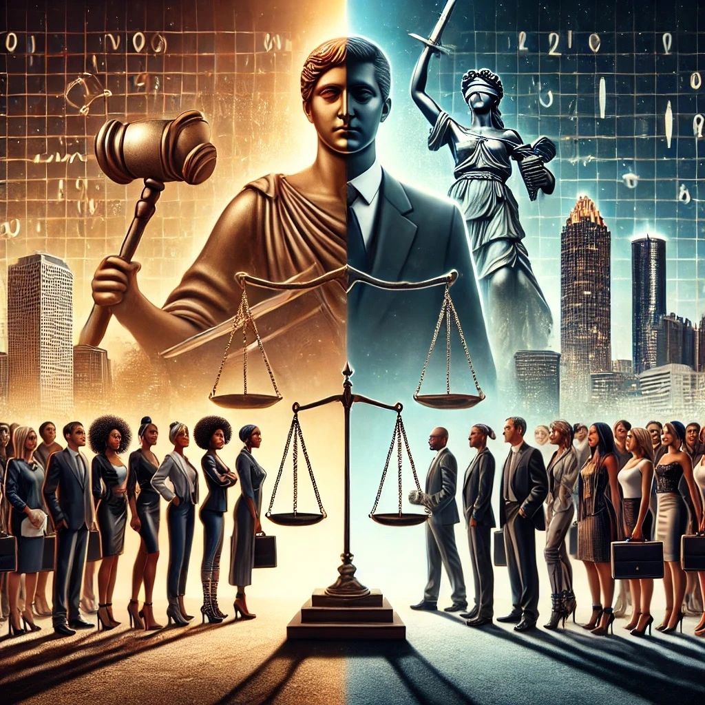 Decorative art with legal imagery