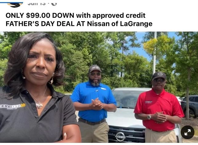 Screenshot of BeeTV Nissan of LaGrange Advertisement on Facebook