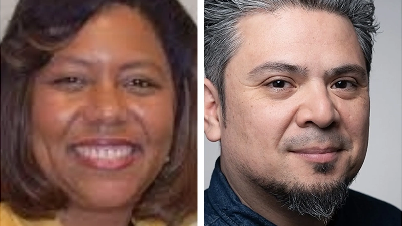 Portraits of a Black woman and Latino man