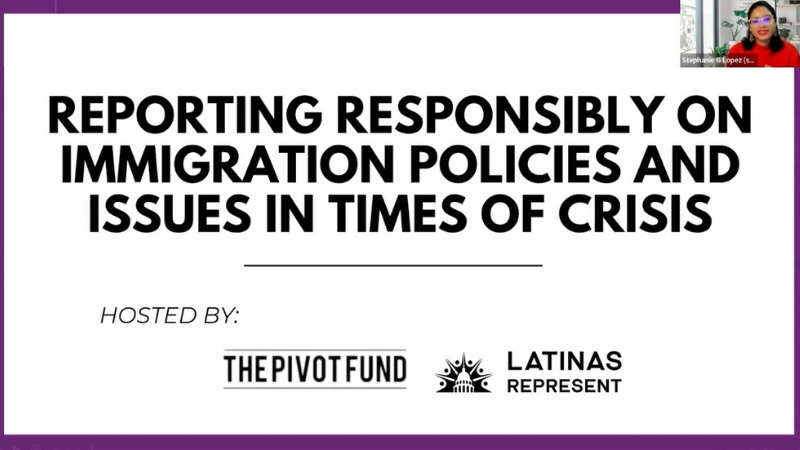Title text reads Reporting Responsibly on Immigration Policies and Issues in Times of Crisis
